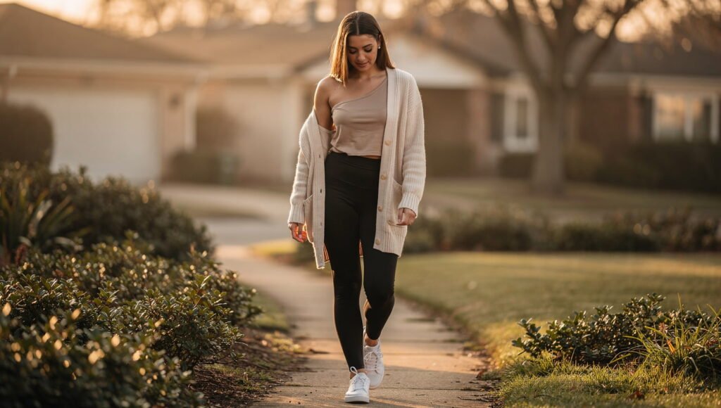 comfy-outfit-ideas-for-women-leggings-blazer
